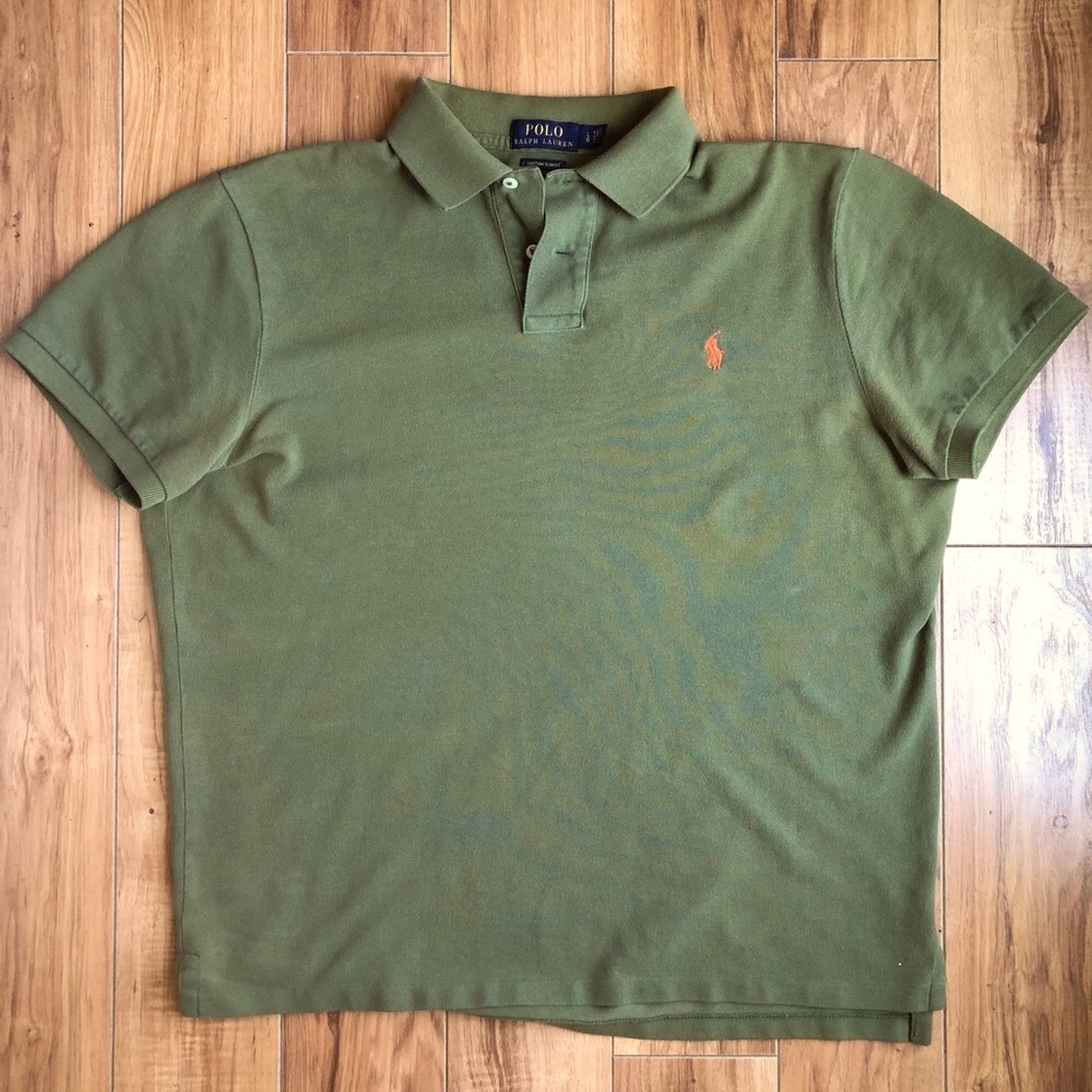 Polo by Ralph Lauren Olive Green Polo Shirt Custom Fit Style